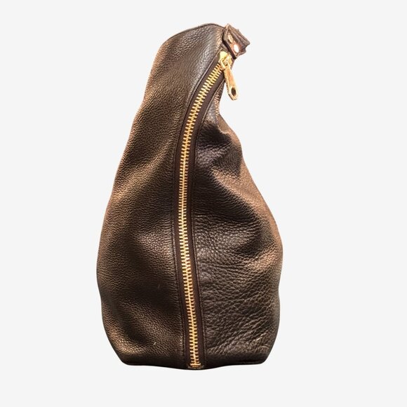 Rebecca Minkoff Classic Hobo Shoulder Bag – Black Pebbled Leather, Gold Hardware - Picture 4 of 13